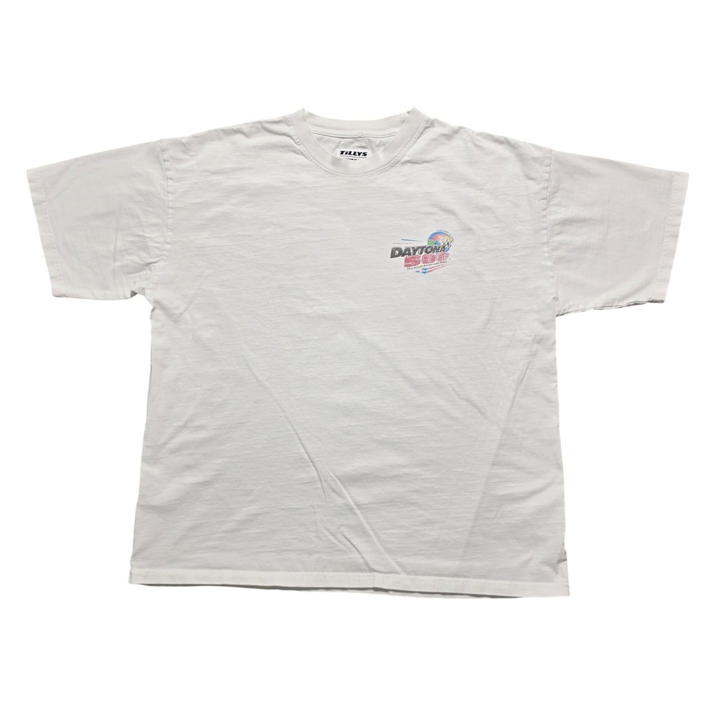 VINTAGE Daytona 500 Graphic Tee Tillys NASCAR T-Shirt‎ Mens XL White